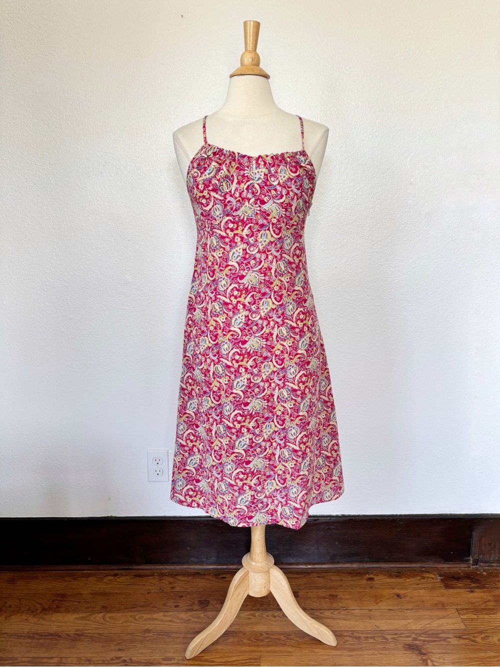 Vintage 90s Y2K Express Sleeveless Red Paisley Midi Dress